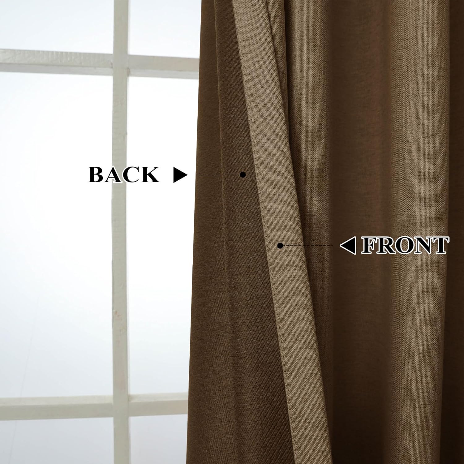 Fcosie Coca Mocha Blackout Curtains 96 Inches Long Faux Linen Room Darkening Curtains 2-in-1 Hanging Curtains with Rod Pocket and Back Tab Top Thick Burlap Window Drapes - 2 Panels, 38 W x 96 L in