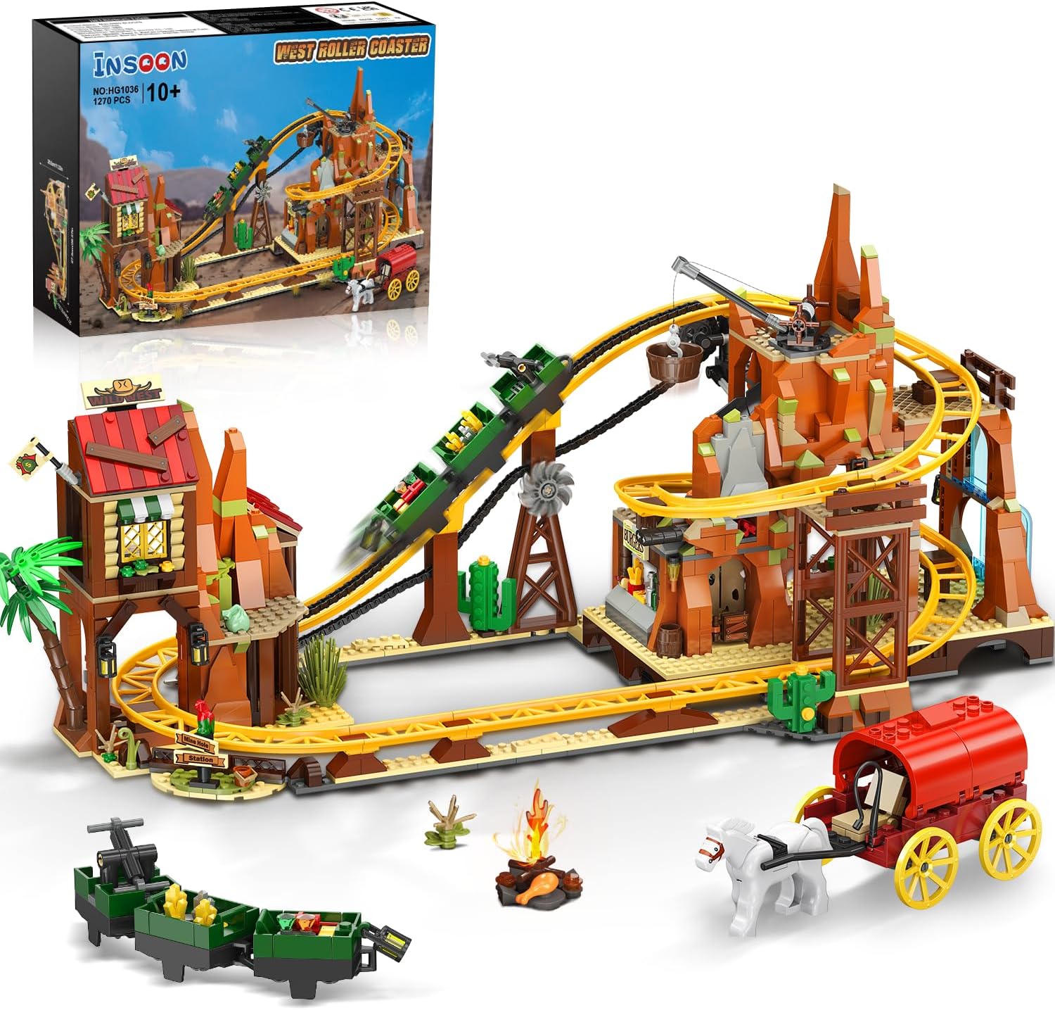 Western Roller Coaster Building Set: 1270PCS Mining Coaster Toy for All Ages Western Roller Coaster Building Set: 1270PCS Mining Coaster Toy for All Ages