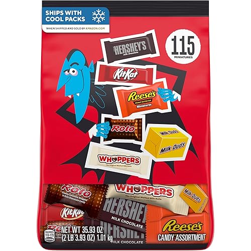 Hershey Miniatures Assorted Flavored, Halloween Candy Bulk Bag, 35.93 oz (115 Pieces), 2.93 Pounds
