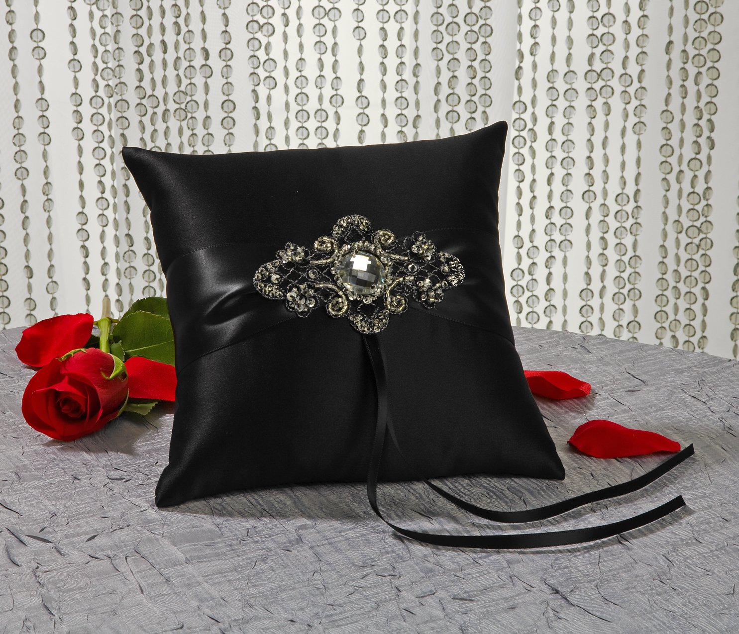 Ivy Lane Design Akcesoria ślubne Elizabeth Ring poduszka, czarna