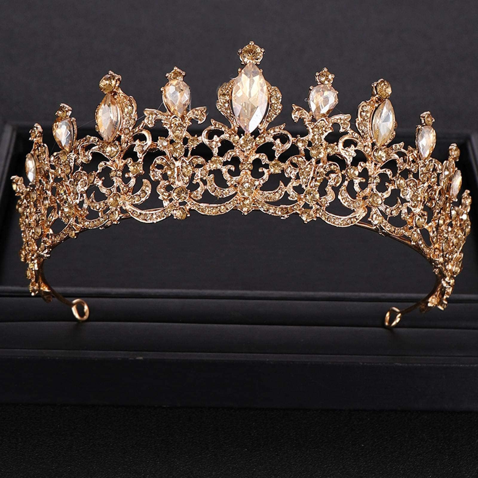 Tiara-Krone für Damen, modisch, champagnerfarben, goldfarben, Hochzeits-Haarkronen, Luxus-Knigin, Prinzessin, Diadem, Haarschmuck, Brautparty, D