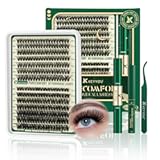 KEYYOU DIY Lash Extension Kit 280pcs Soft Lash Clusters 60D+80D D Curl Easy to Apply with Lash Bond and Seal Lash Applicator Lash Remover Eyelash Extension Kit at Home(RMkit-60D80D-D-10-18mix)