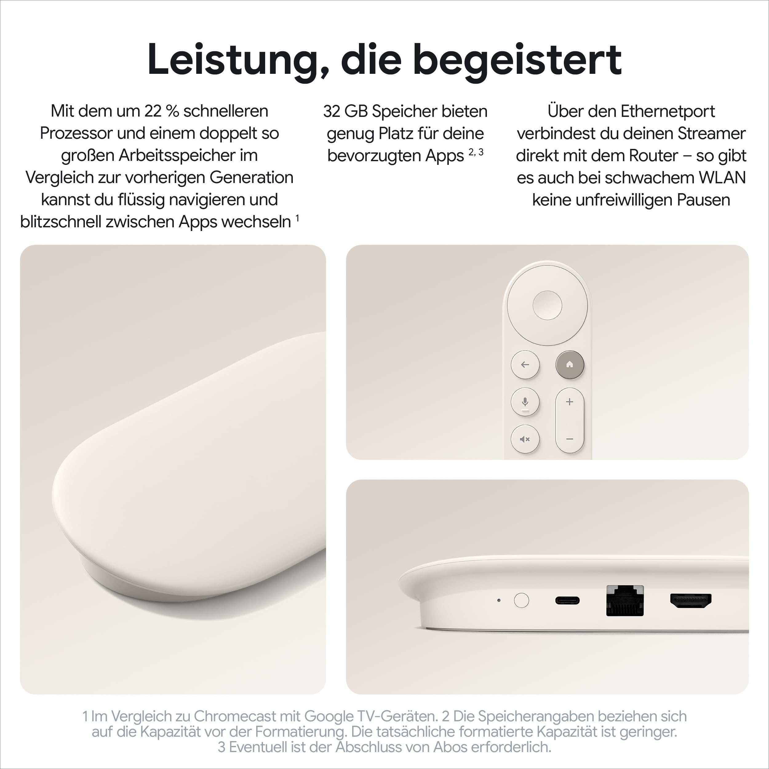 Google TV Streamer 4K 32 GB Porcelain – schnelles Streaming, Sprachsuche, 4K HDR