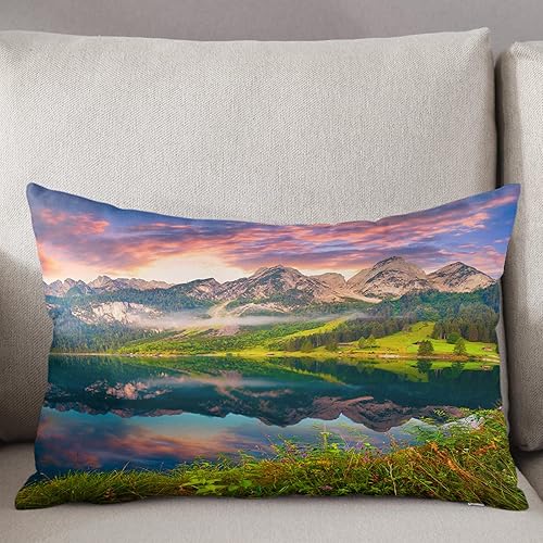 Miniatura 3 de T&H XHome Fundas de almohada de 12 x 20 pulgadas, paisajes naturales, hermosas fundas de almohada de microfibra cepillada suave con cierre de