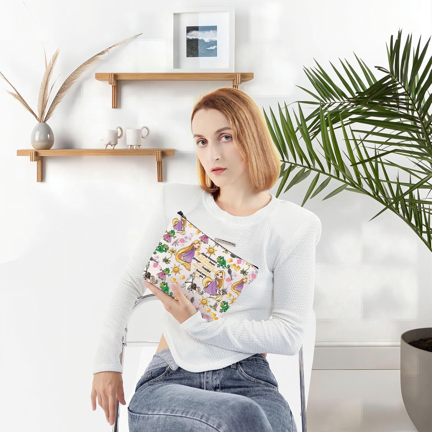 WZMPA Princess Hair & Sun Cosmetic Bag Fairy Tales Fans Gift You Are Braver Stronger Beautiful Than You Know Hair Movie Makeup Zipper Pouch Bag (Hair Princess) - Image 5