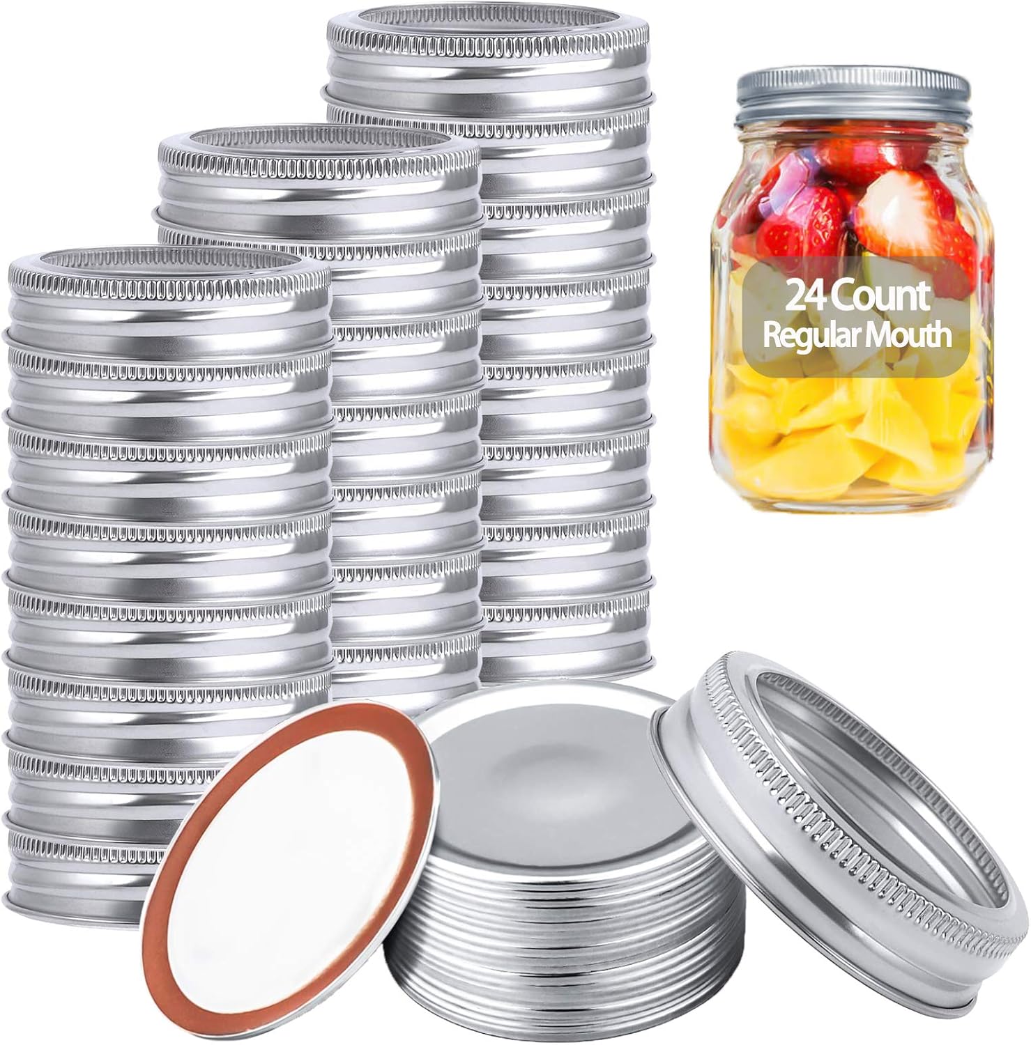 48Pcs Regular Mouth Canning Lids and Rings Mason jar lids