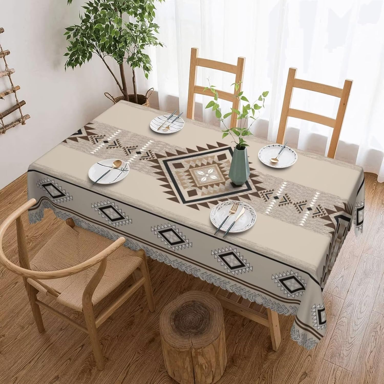 Southwestern Rectangle Tablecloth Retro Aztec Ethnic Totem Table Cloths Rustic Boho Native Tribal Western Geometric Washable Table Cover for Home Kitchen Dining Party Decor 54 x 72 Inch