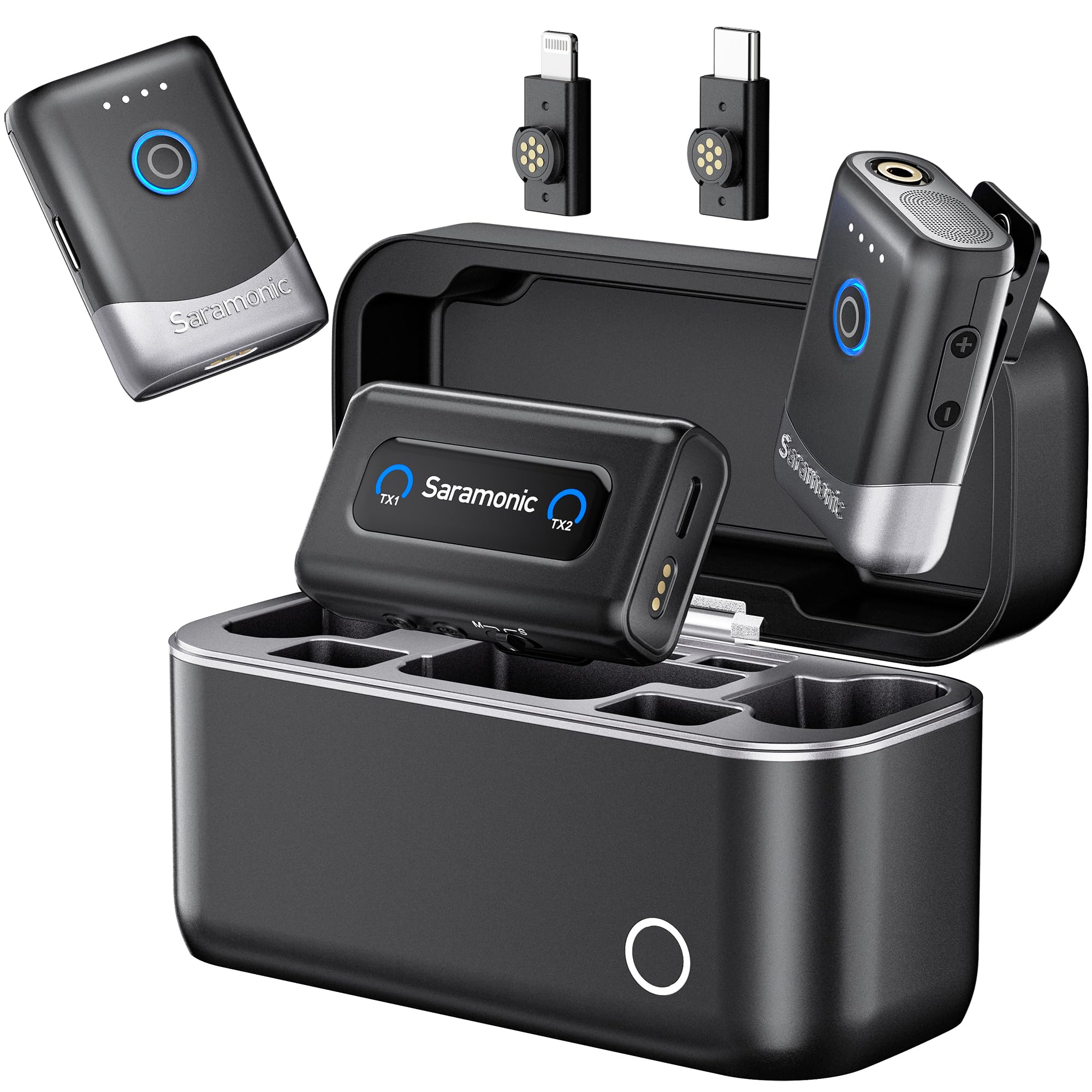 Saramonic Micrófono Lavalier inalámbrico para teléfono móvil, 200 m, Lightning USB-C para iPhone 7-17 Serie, Android, cámara, micrófono de solapa para vlogging, streaming, YouTube