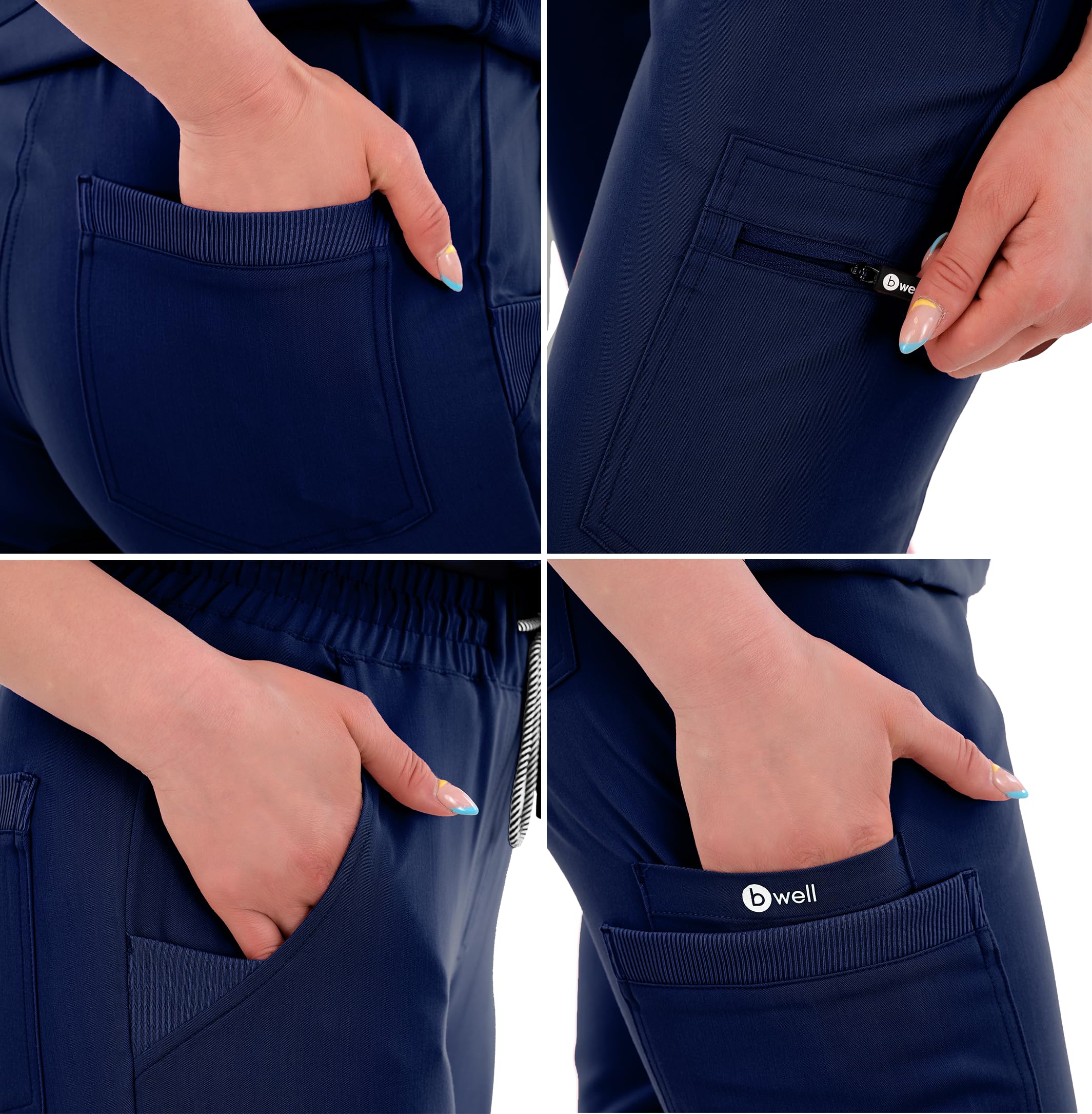 B-well Ricci Pantalón Sanitario Mujer Pantalones Sanitarios Mujer Uniformes Sanitarios Mujer con Elastano 7 Bolsillos