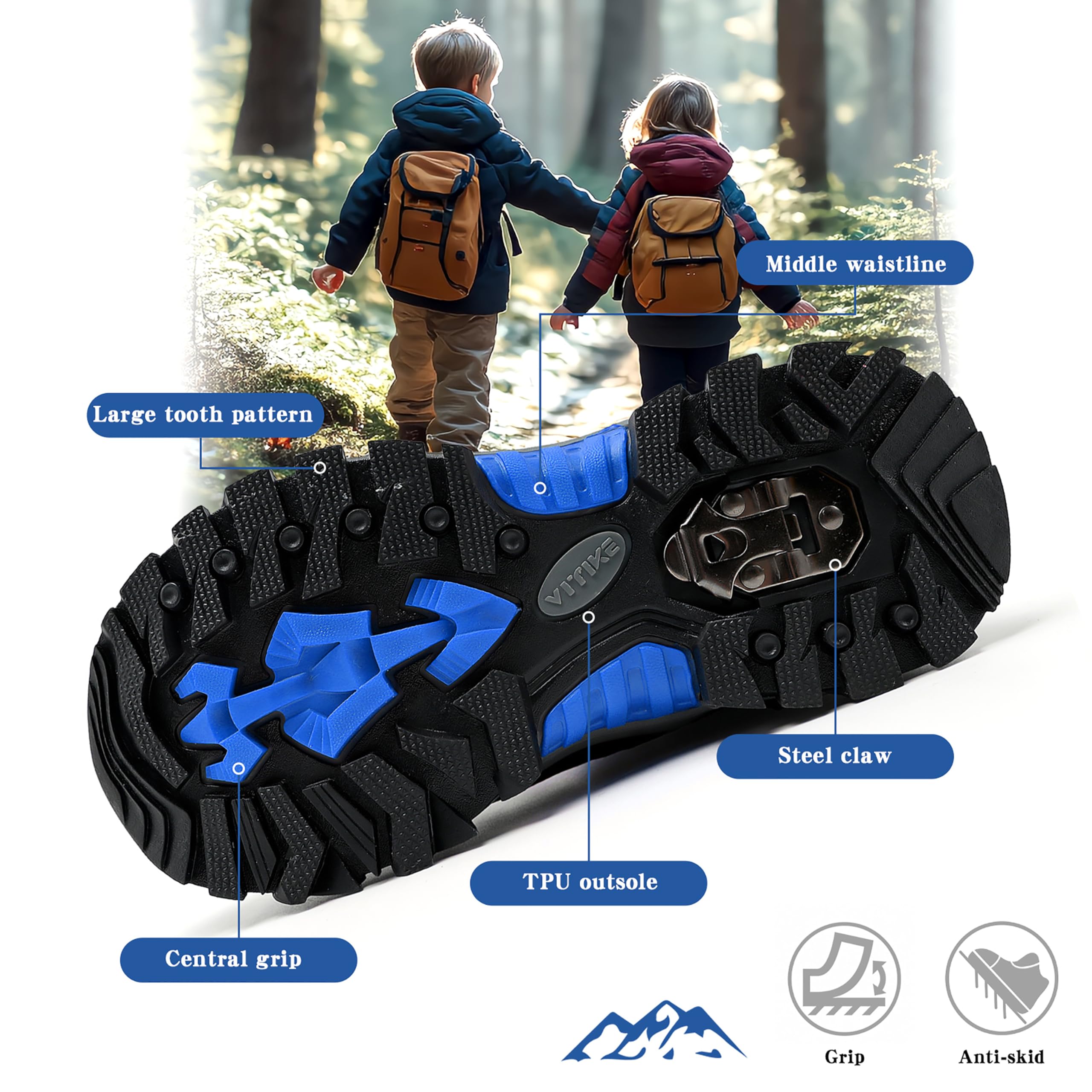 ASHION Enfants Chaussure en Coton Hiver Chaude Chaussure de Randonnée Bottes de Neige