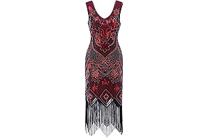 METME 1920s Flapper Dress Great Gatsby Costume Fringed Sequin Art Deco 20s Dress for Women
