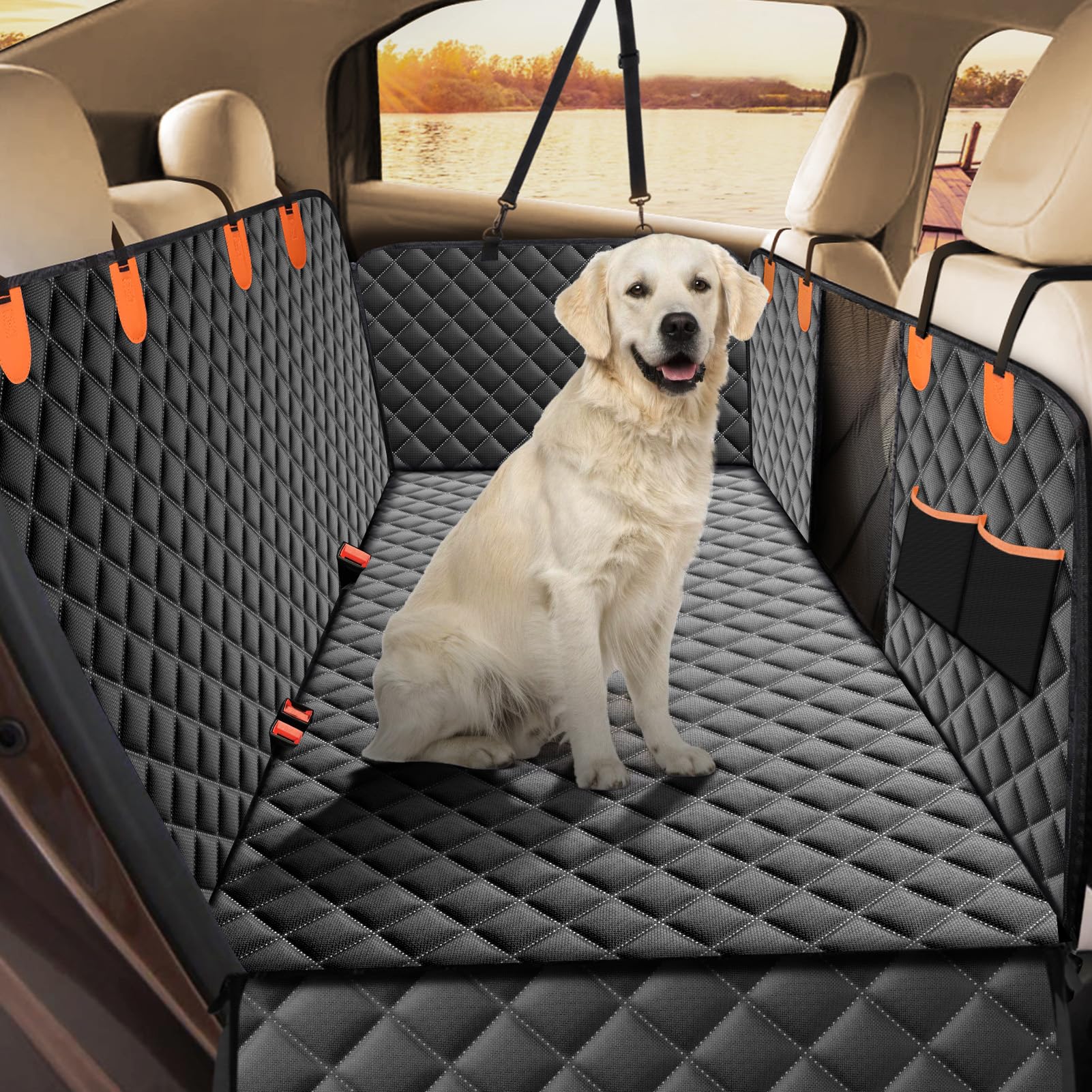 JOEJOY Coprisedile Auto per Cani Coprisedili Posteriore per Cani Telo Auto per Cani Telo Coprisedile Posteriore Cane Copertura Antigraffiato e Antiscivolo Panno Oxford Impermeabile Nero