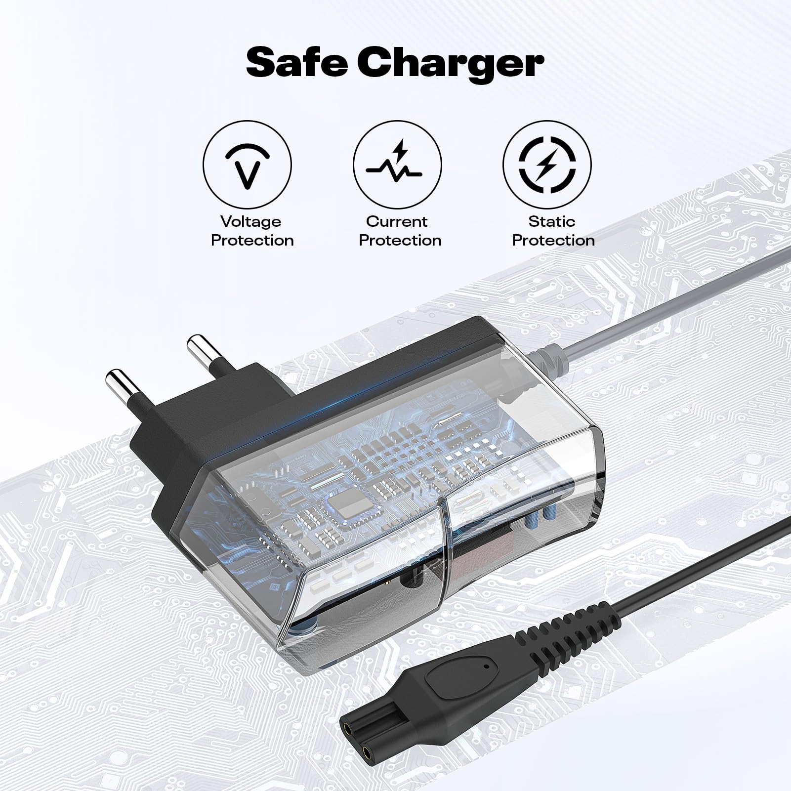 GlasFlength Ładowarka do golarki Philips HQ8505, 15 V do kabla ładującego 5,4 W do kabla ładującego do QG3200 QG3300 serii QT4050 CRP136 kabel ładujący do Philips PT720 HQ8830 RQ1250 (czarny)