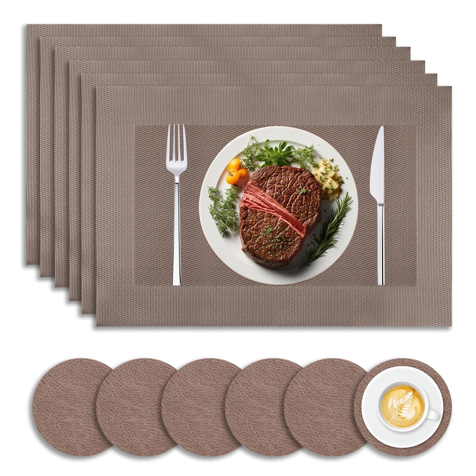 XHYASD Placemats and Coasters Set, 12 PCS Heat Resistant Table Mats