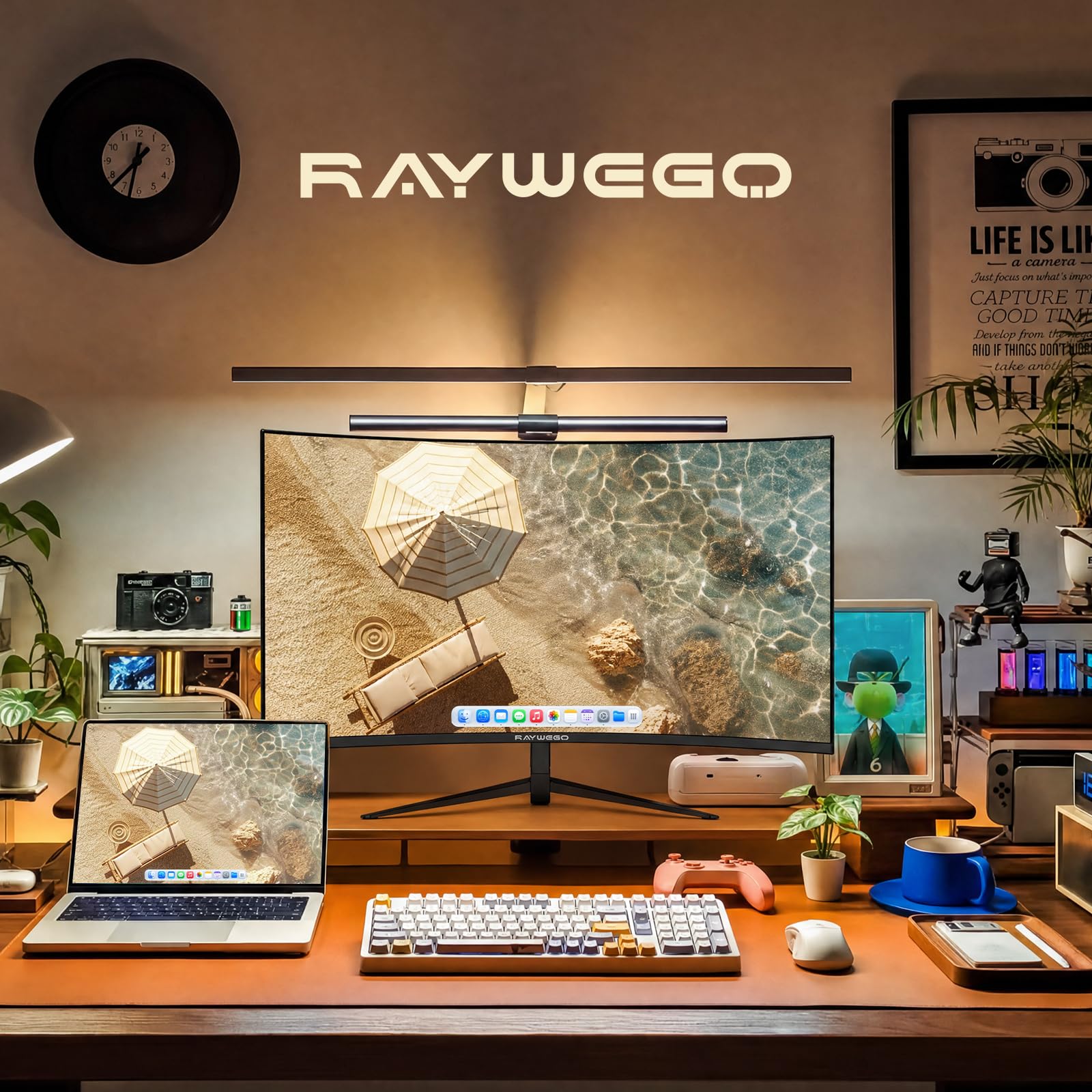 Raywego Monitor curvo 3000R da 24 pollici, 100 Hz, FHD 1920 x 1080p, frequenza di aggiornamento 16:9, proporzioni ergonomiche, inclinazione e compatibile VESA, monitor da gioco