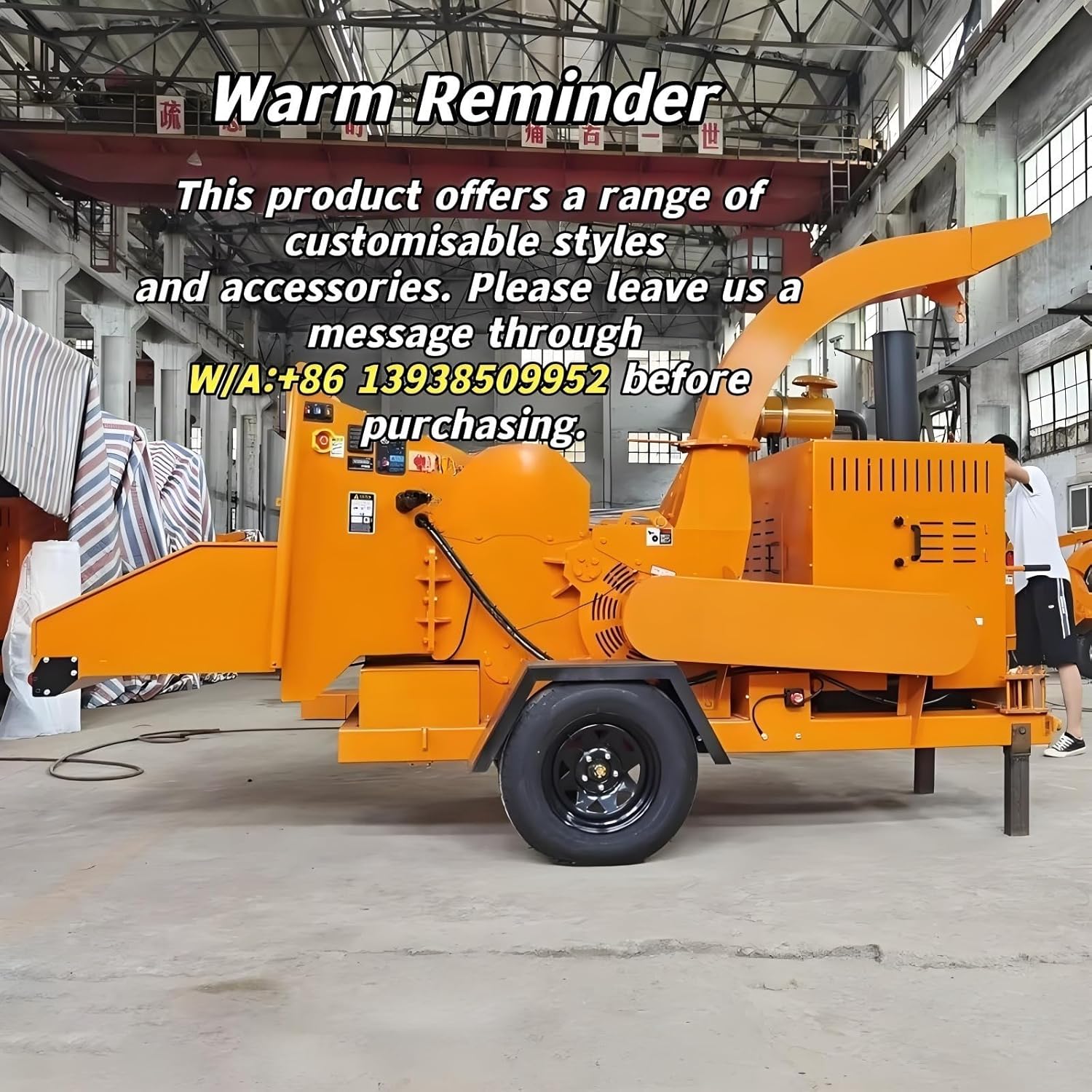 Portable Wood Chipper Machine Towable Wood Chipper High-Efficiency Wood Grinder Branch Shredder for Backyard Landscaping & Garden Waste Cleanup