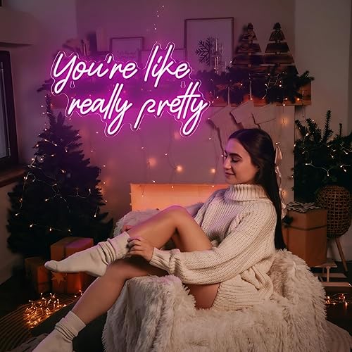 Miniatura 3 de Letrero de neón con texto en inglés "You're Like Really Pretty Neon Sign" para decoración de pared, con texto en inglés "You're Like Really Pretty