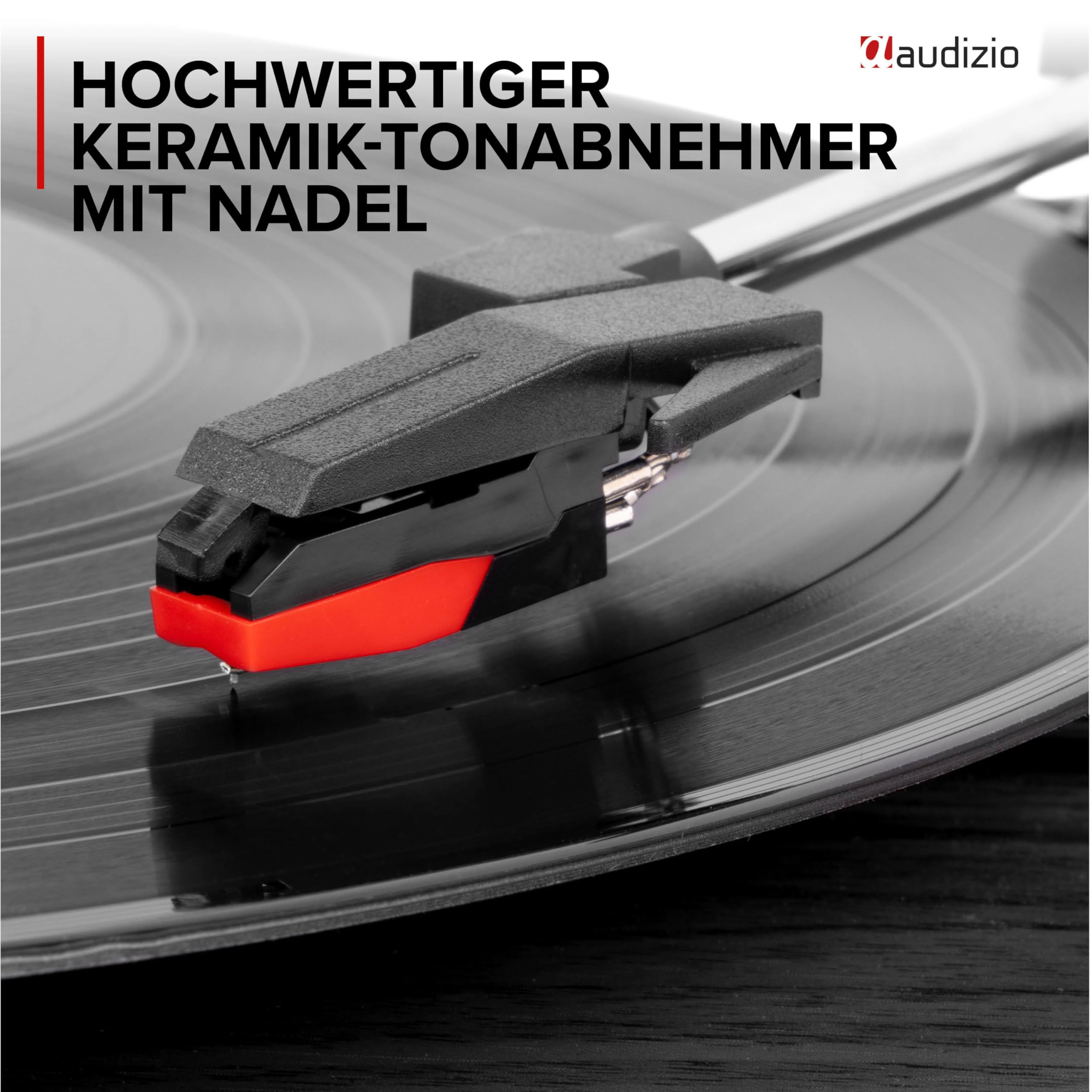 Audizio Tupelo - Plattenspieler mit Lautsprecher & Bluetooth, Schallplattenspieler Set mit Verstärker, 3 Gang (33/45/78 RPM) - 120 Watt Vinyl Player mit 2 Stereo Lautsprecher, Gramophon - Schwarz