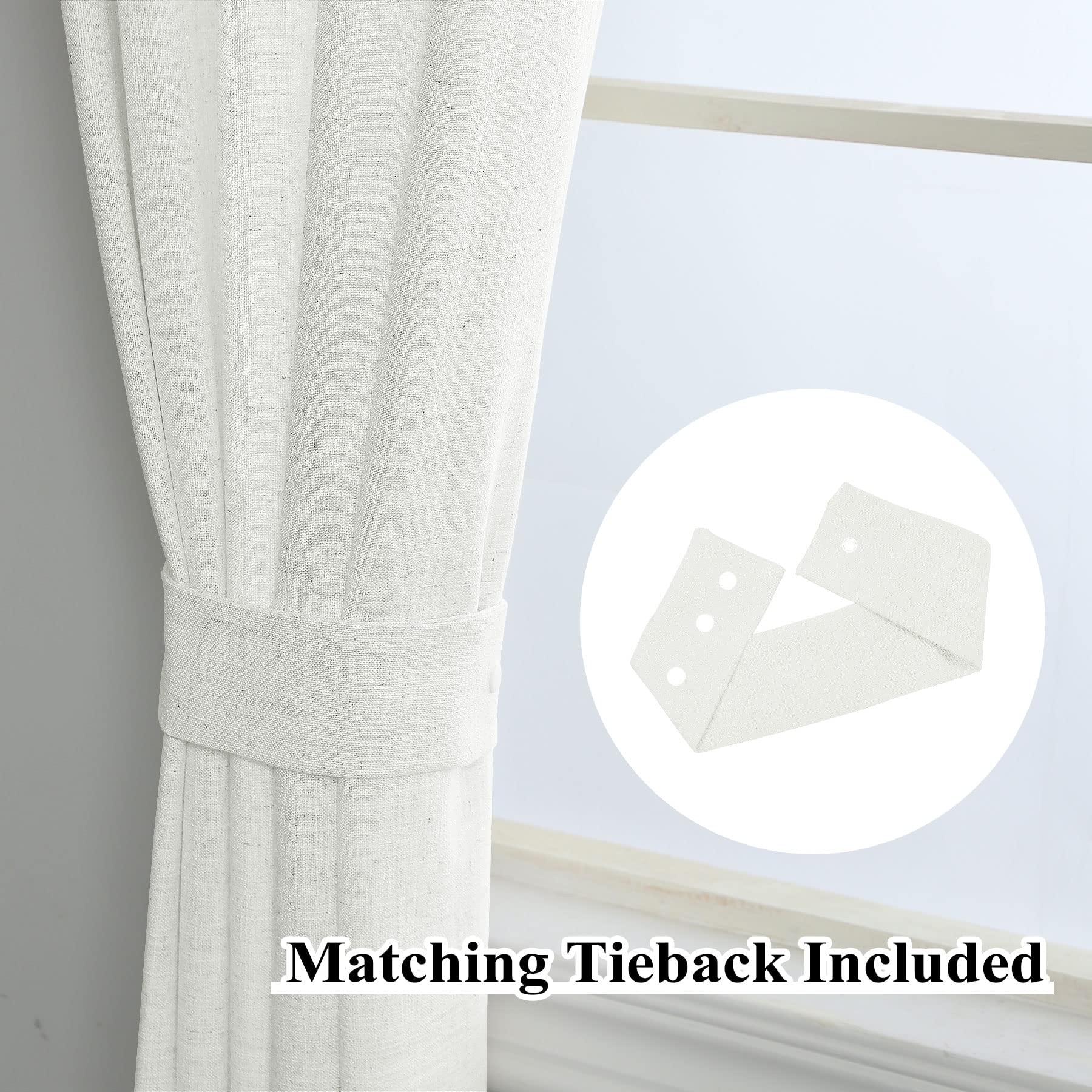Tende In Misto Lino Fcosie Beige 127x300 Cm | Pannello Con Occhielli Per Privacy E Oscurante, Extra Lunghe Per Soggiorno E Camera