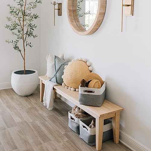 Miniatura 7 de OrganiHaus Cestas grandes de almacenamiento de tela para estantes, paquete de 3 unidades, contenedores de almacenamiento de armario de 15 x 11