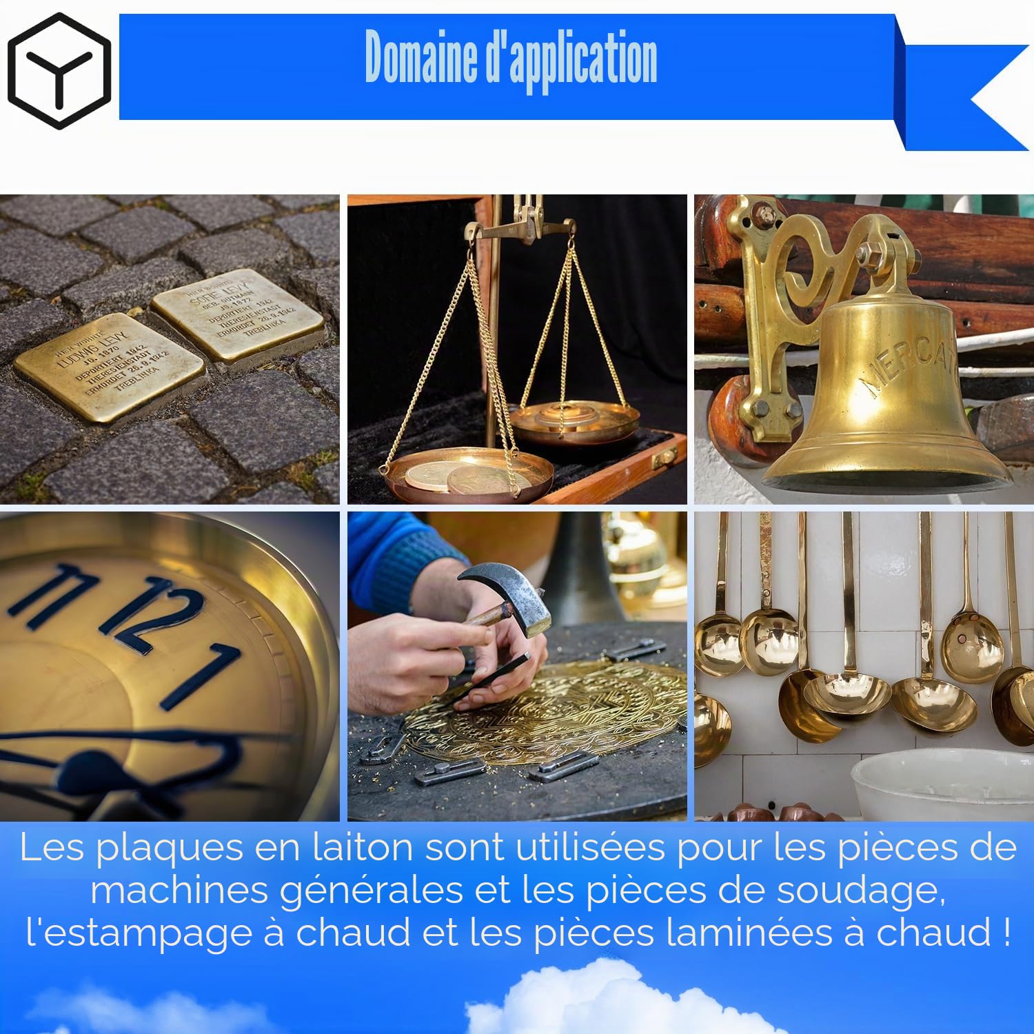 Tôle de laiton, 2 mm*100 mm*200 mm Plaques de laiton pur à 99,9% pour le bricolage, la bijouterie, l'électricité, la réparation, l'industrie (1 pièces)