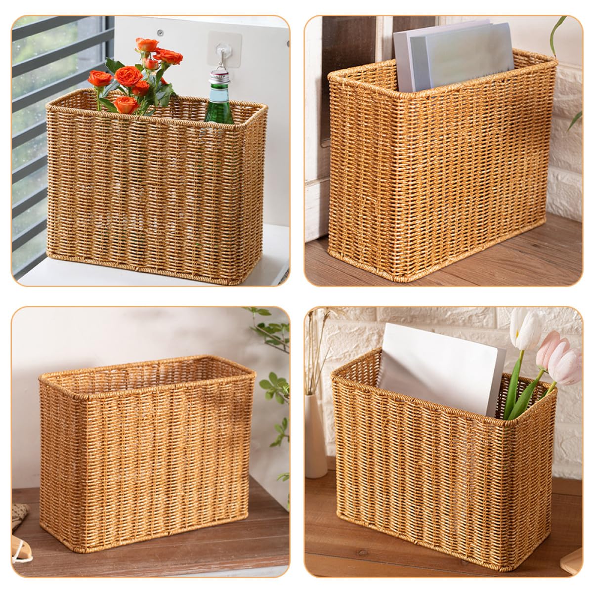 Cestino da Scrivania Alto in Plastica Resistente, Organizzatore Portaoggetti Grande per Ufficio e Casa, Contenitore Decorativo per Frutta e Articoli Vari