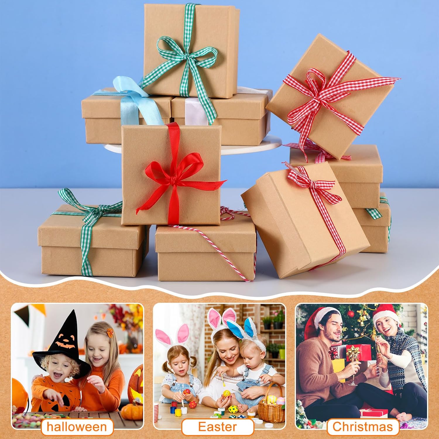 Geyee 24 Pcs Mini Paper Mache Boxes with Lids Square Small Gift Boxes Cardboard Box for Crafts 3.9 Inches DIY Paper Jewelry Present Homemade Painting Soap Shipping Box for Holiday Birthday