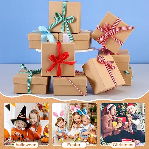 Miniatura 7 de Geyee 48 cajas cuadradas de papel maché, pequeña caja de regalo con tapa de 3.9 pulgadas, cartón anidable, cajas vacías para niños y adultos,