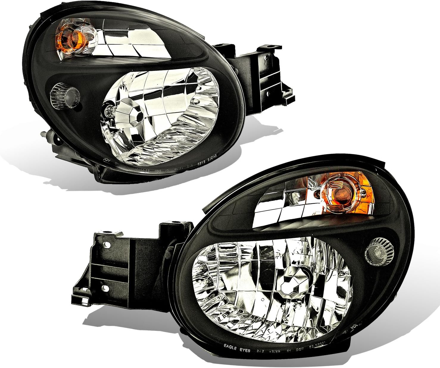 Crystal Headlights Black Assembly Set For Subaru Impreza - (Pair) Driver Left and Passenger Right Side Replacement Headlamp