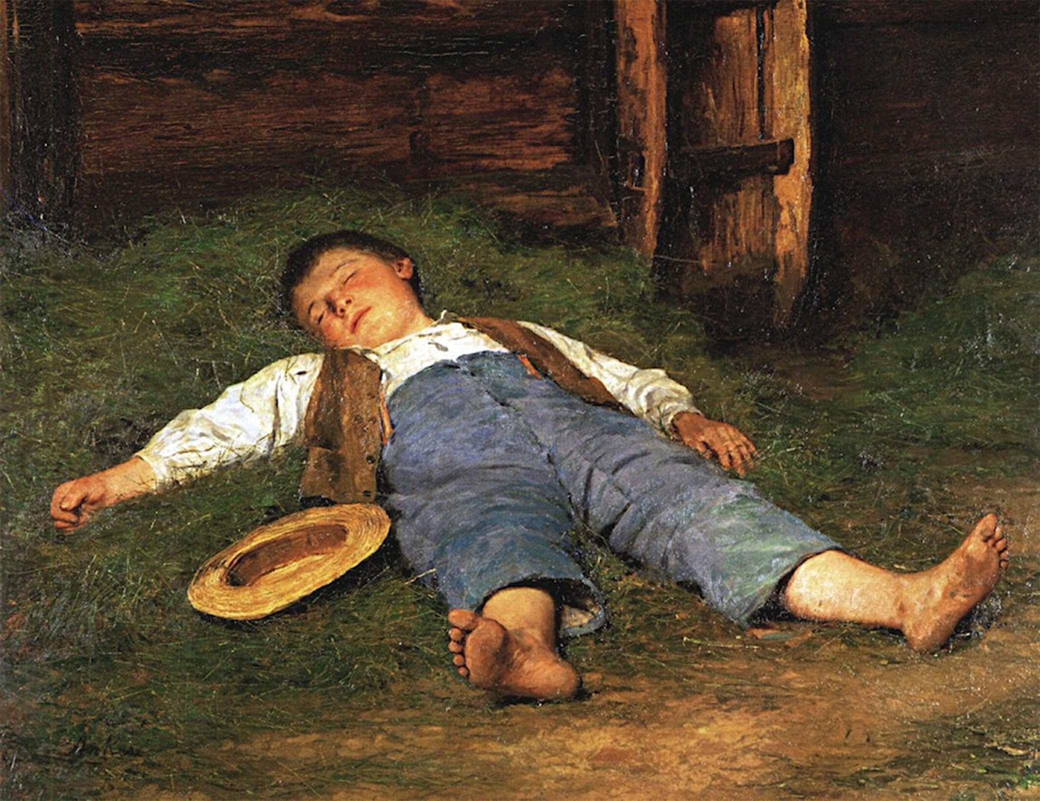 POSTERIIk Famous Modern Artwork Art Mural Schlafender Knabe im Heu Albert Oil Paintings Pictures for Home Decor 60x90cm