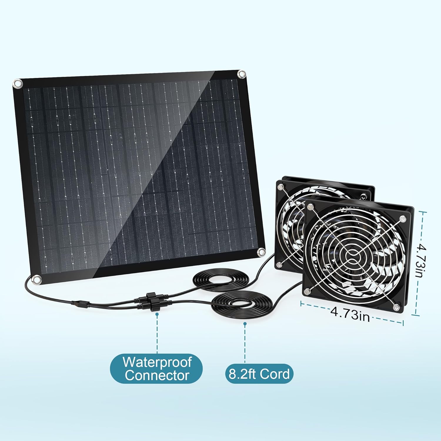 Solar Panel Fan, 29W Solar Fan for greenhouses, Small Chicken coops, and pet Houses. IPX7 Waterproof Solar Panel Fan kit