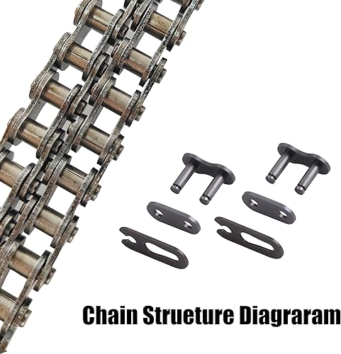 AZSSMUK Cadena de rodillos n. 35, material de acero al carbono de 4 pies con 1 eslabón de conexión, cadena industrial - 128 eslabones