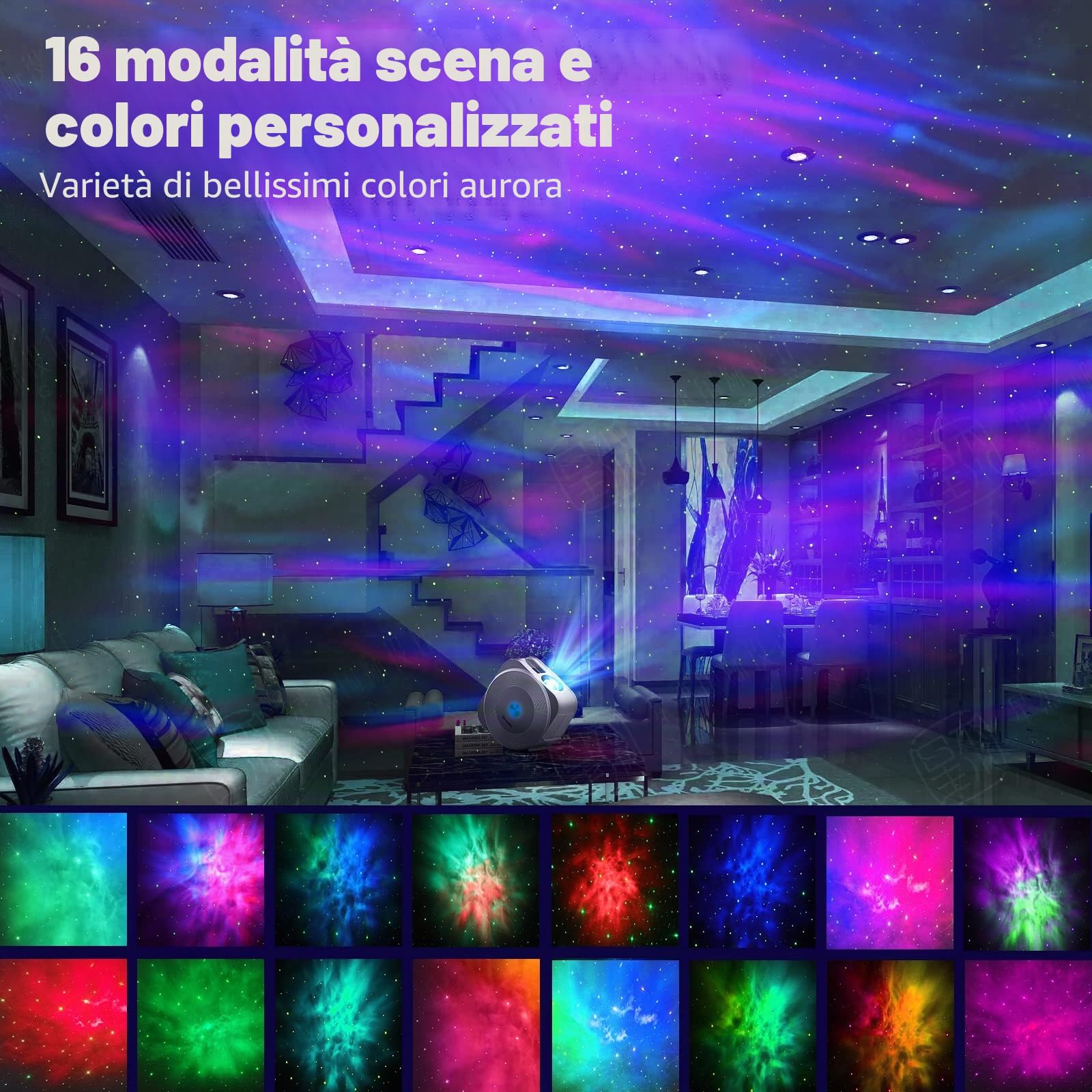Proiettore Stelle Soffitto, LED Lampada Proiettore Stelle Alexa, 3D Galassia Nebula Luce Notturne Bambini Adulti con App/Controllo vocale/WiFi/Timer/Compatibile Google Assistant, Galaxy Star Projector
