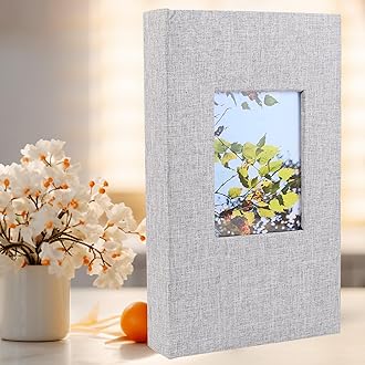 Aynoo Fabric Photo Album 4x6 300 Pockets,Large Capacity Photo Book Slip-in Picture Albums,Fabric Linen Cover Picture Books,Grey,1Pack