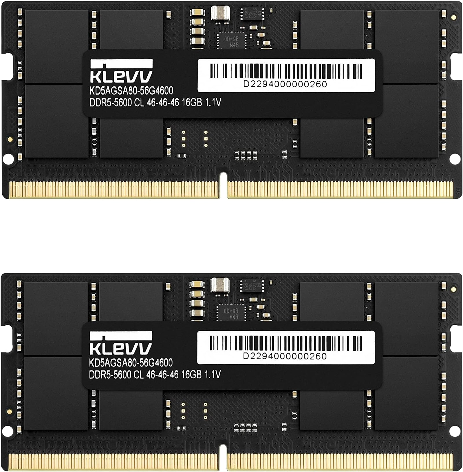 KLEVV DDR5 32GB (2x16GB) 5600MHz CL46 SODIMM SK Hynix A-Die Laptop Ram Memory 1.1V (KD5AGSA80-56G460D)