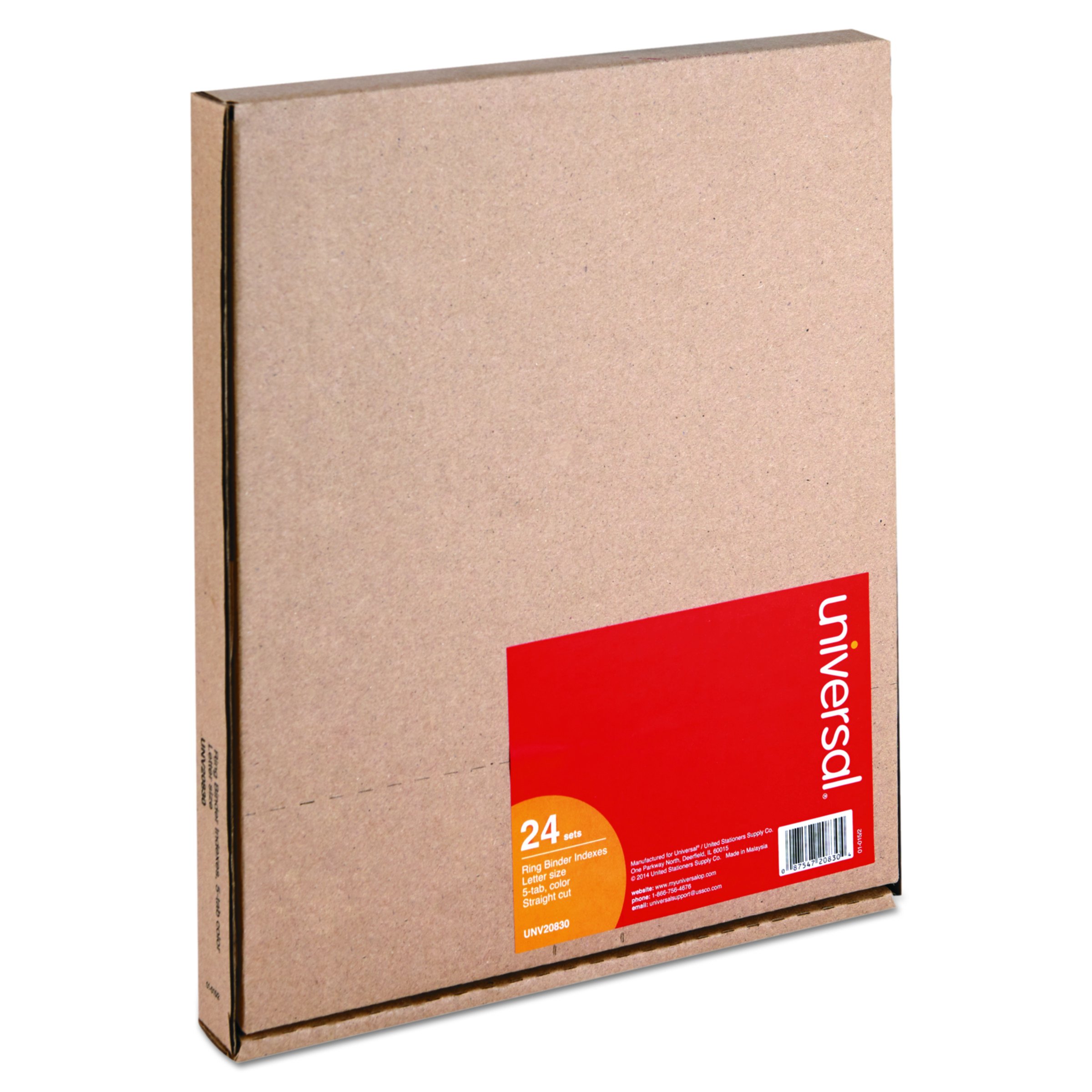Universal Economical Insertable Index, Multicolor Tabs, 5-Tab, Letter, Buff, 24 Sets/Box (20830)