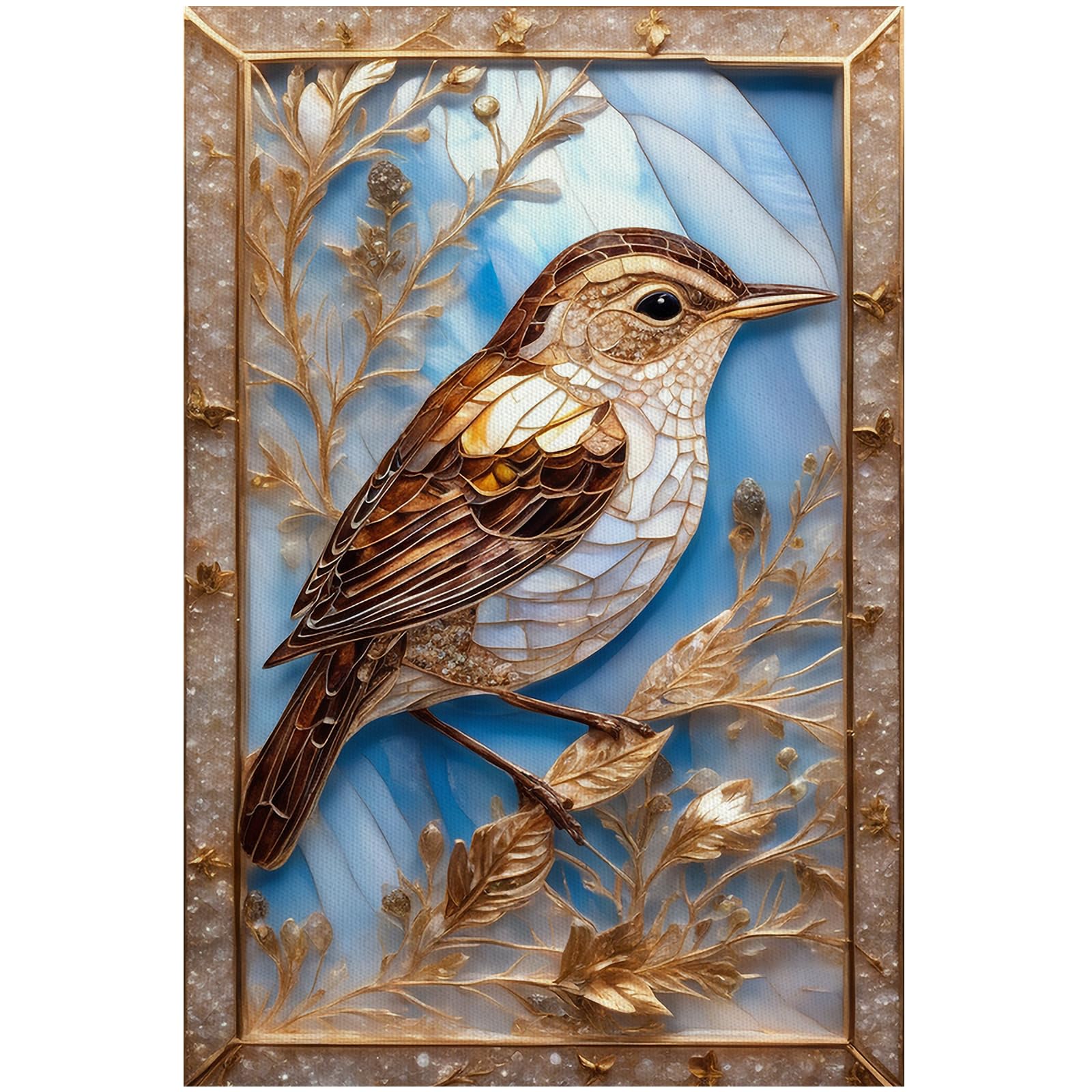 Animals Canvas Wall Art-Bird Frescoes Posters Prints-Cute Crystal Bird Pictures Wall Decor Modern Artwork Printed on Canvas For Office Home Decor 20x24inch Frameless