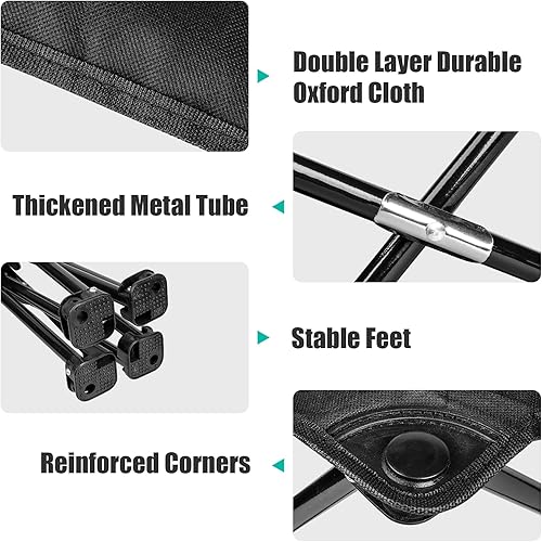 Miniatura 4 de ReeMoo Taburete de campamento, pequeño taburete plegable portátil con bolsillo lateral y bolsa de almacenamiento, fácil de plegar y almacenar,