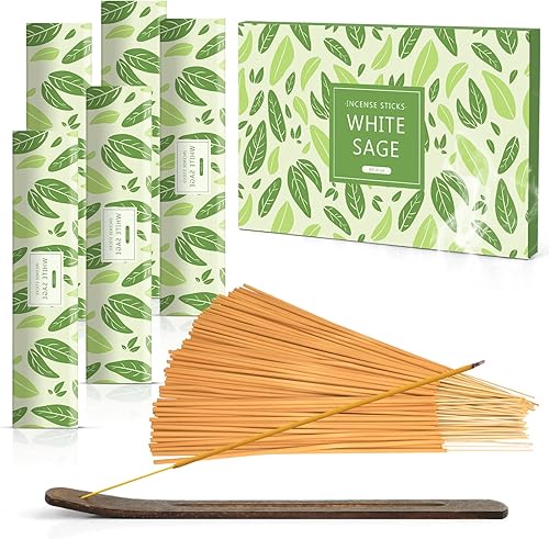 Fragancias de incienso de salvia blanca - Hi - Paquete de 100 inciensos aromáticos con soporte de palo de incienso de madera para hogar templos y disponible en Yaxa Guatemala
