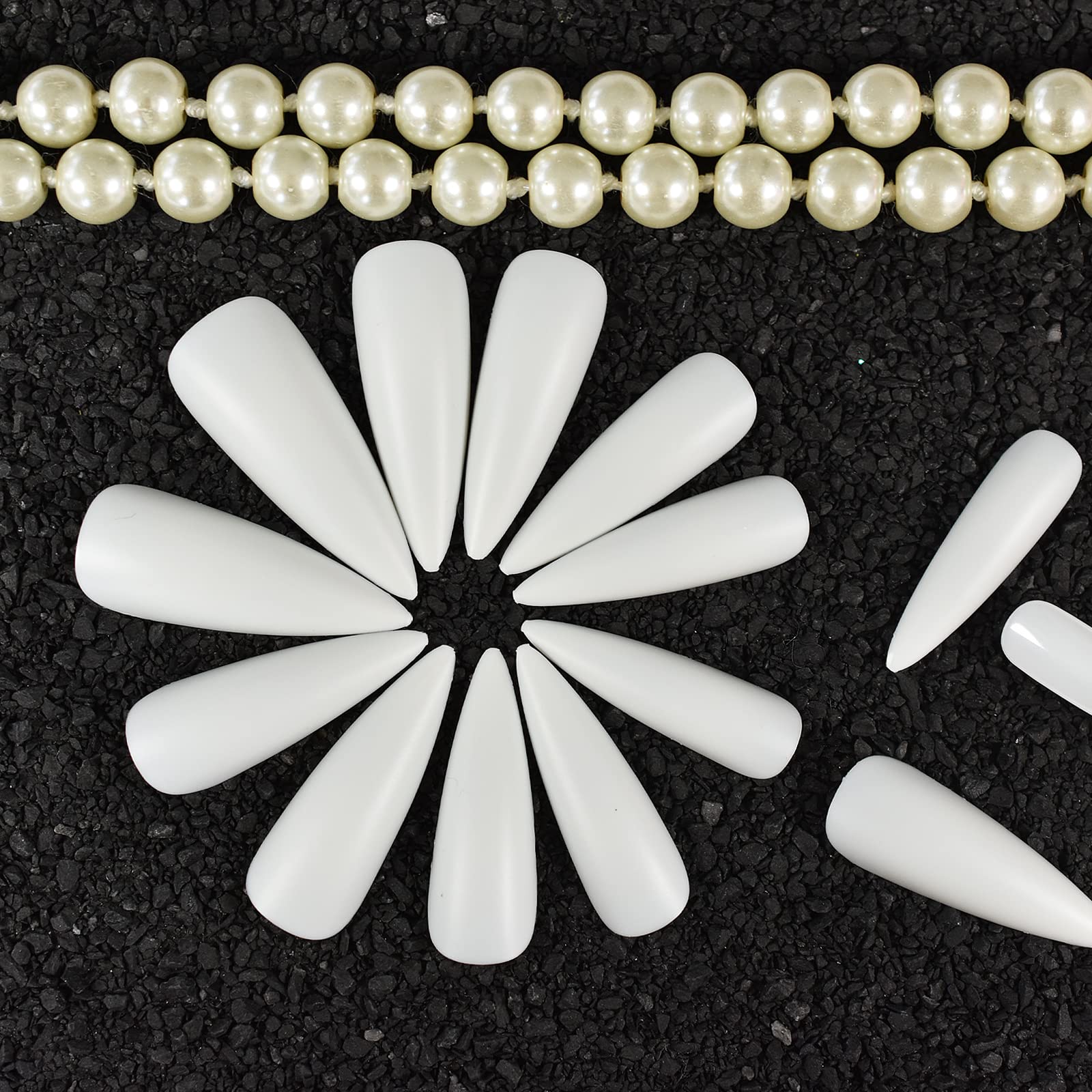 Elevenail Medium Length Press On Nails Pink White Full Cover Tips_voghion.com