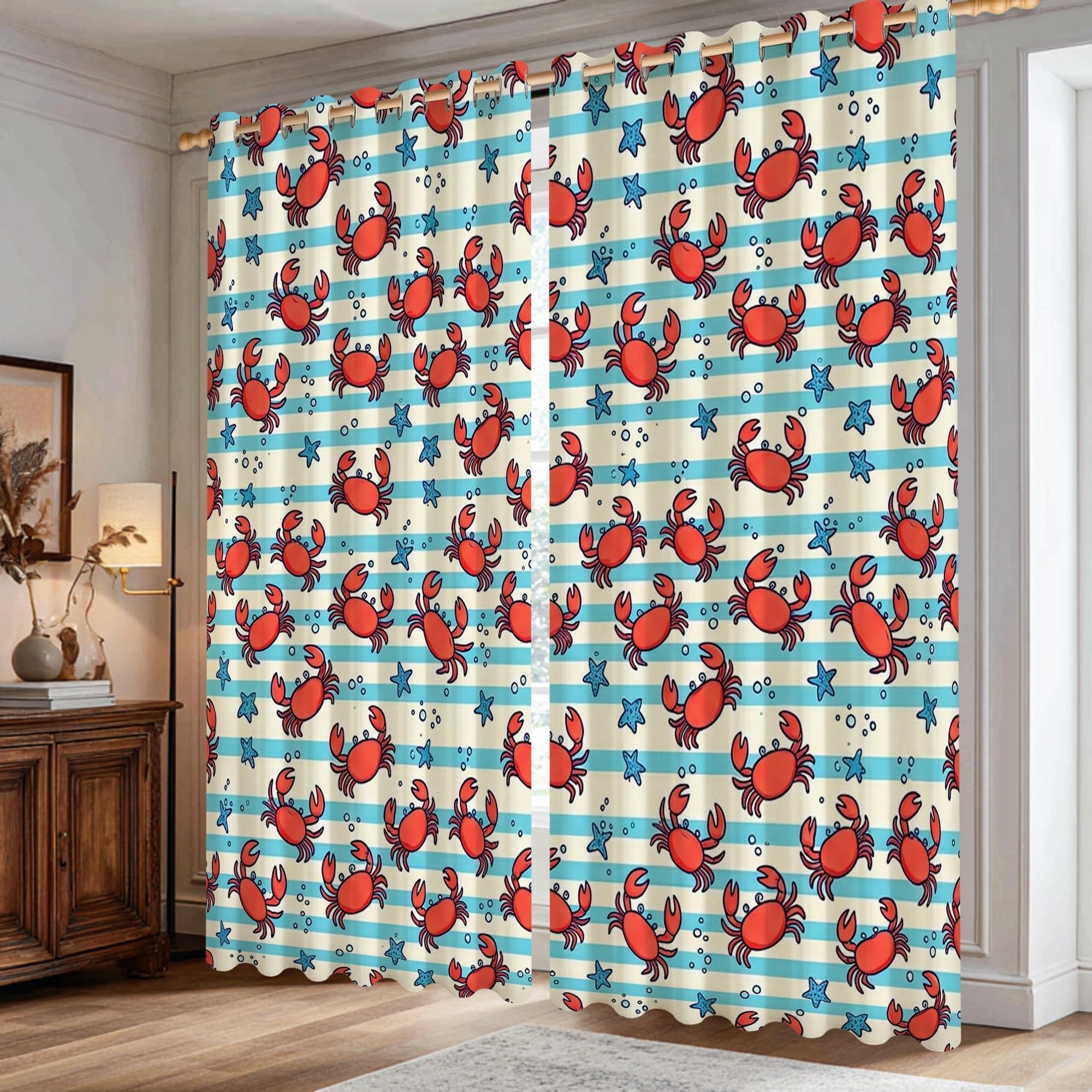 Rideaux occultants à motif crabe pour chambre d'enfant : fini la lumière du jour