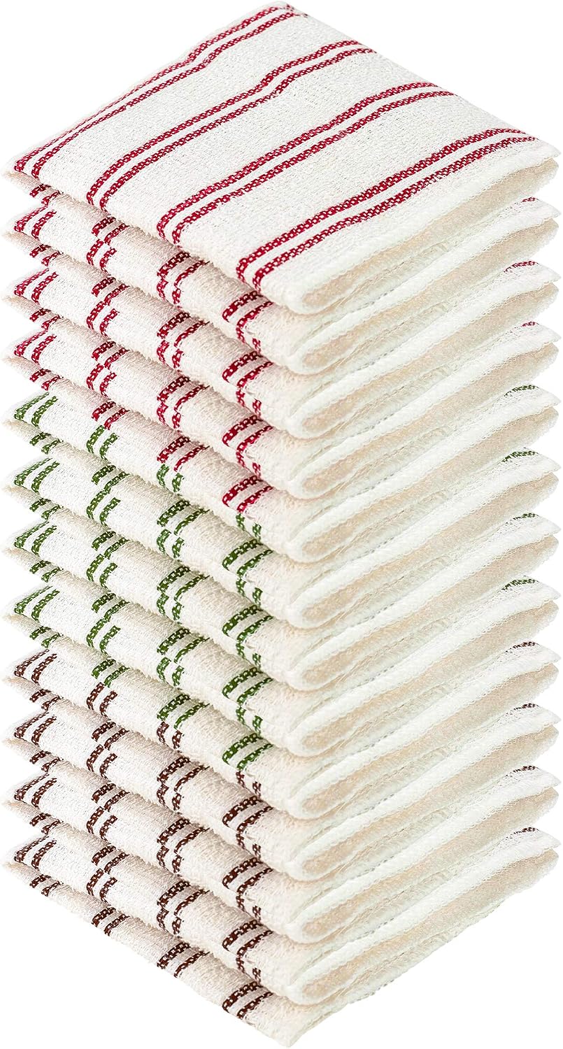 DecorRack Scrubber Dish Cloth, 12 x 12 in with Poly Mesh Scour Side Premium Dishcloths, Ultra Absorbent, Durable, Assorted, (12 Pack)…