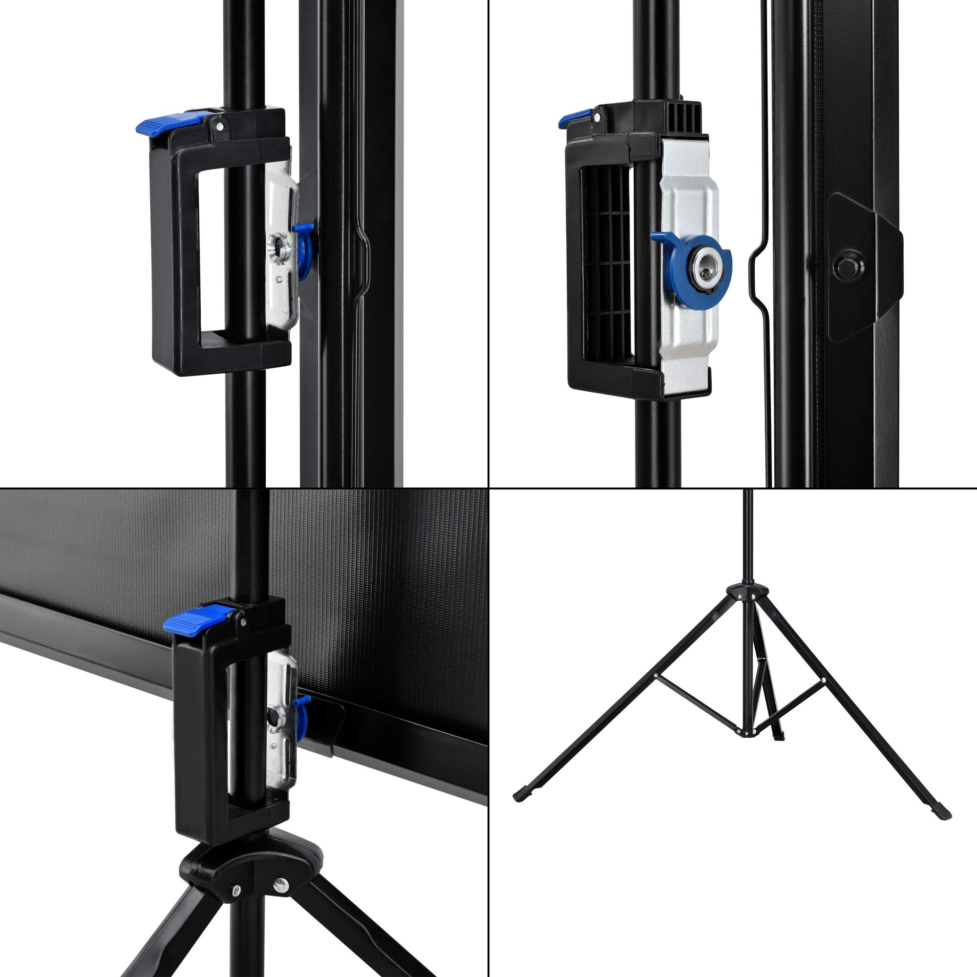 in.tec Schermo di Proiezione Portatile Treppiede Regolabile in Altezza 173-284 cm Telo Bianco con Retro Nero 113 Pollici Ideale per Home Cinema Presentazioni e Ufficio
