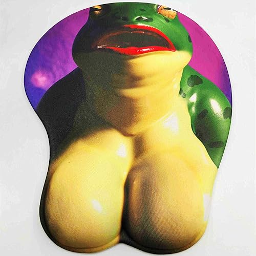 RUFSMAAN 3D Mouse pad Oppai Mousepad Anime Manga Breast Gaming Wrist Rest Boob-pad Anti-Slip Mouse Mat (Frog)