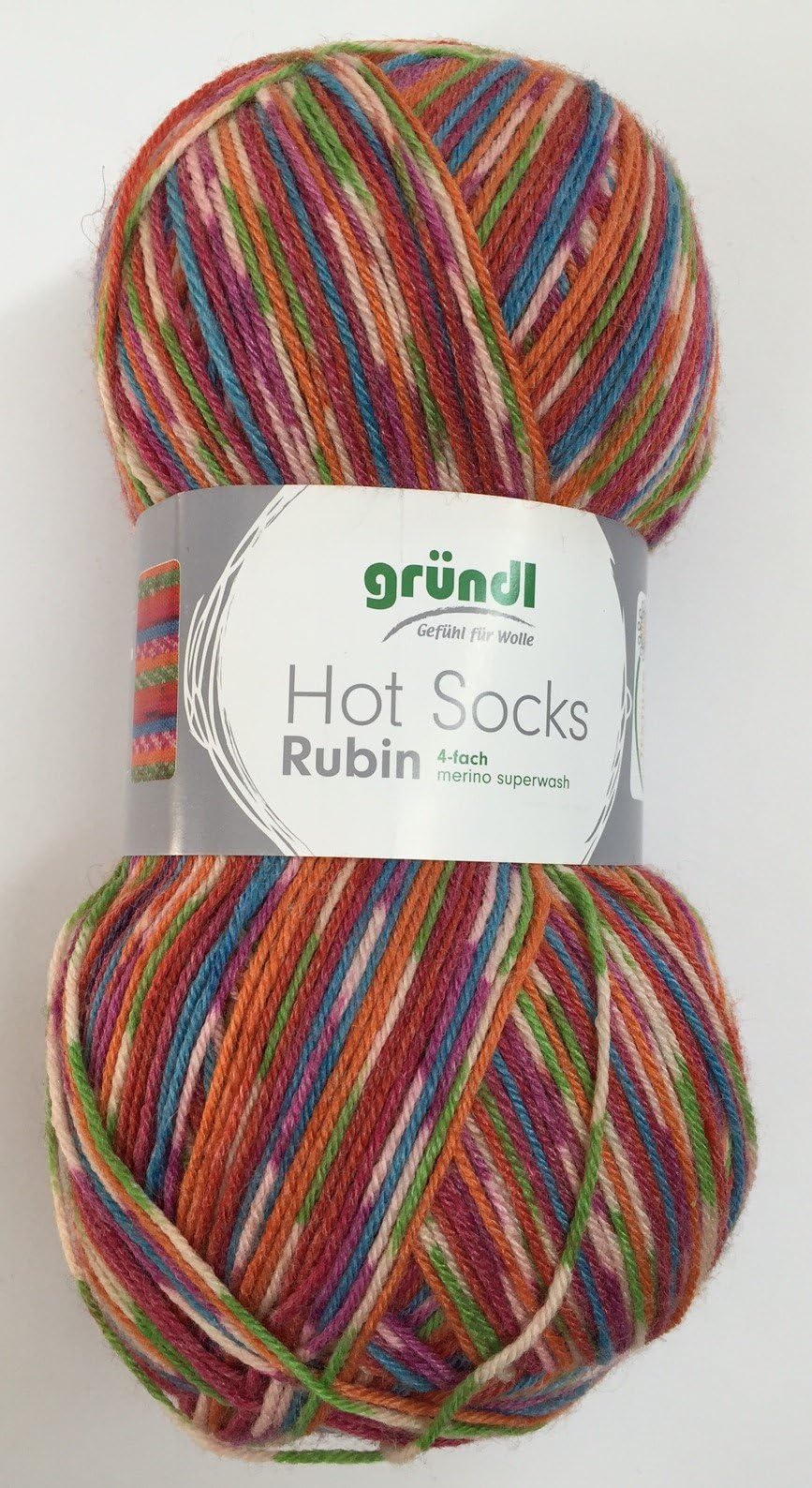 Gründl Hot Socks Rubin, 7 tolle Farben, Merino Sockenwolle + Bambus