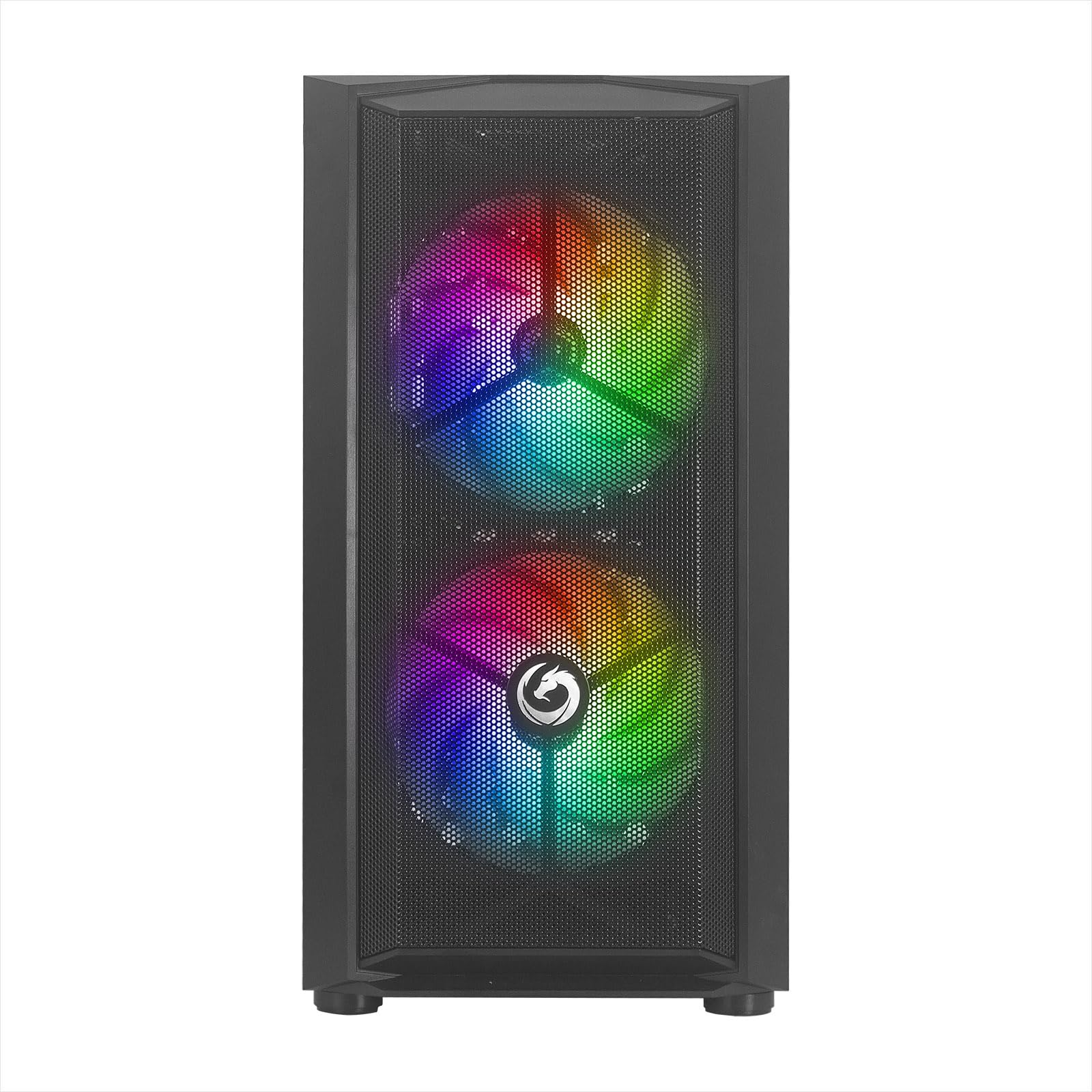 Nuwo Blitz R26 Nero Case Micro-ATX per PC Desktop Office Gaming Mini Tower 0.50MM SPCC 3 Ventole LED FRGB Illuminazione Arcobaleno Fissa Pannello Laterale in Vetro Temperato (AxPxL: 390x346x200 mm)