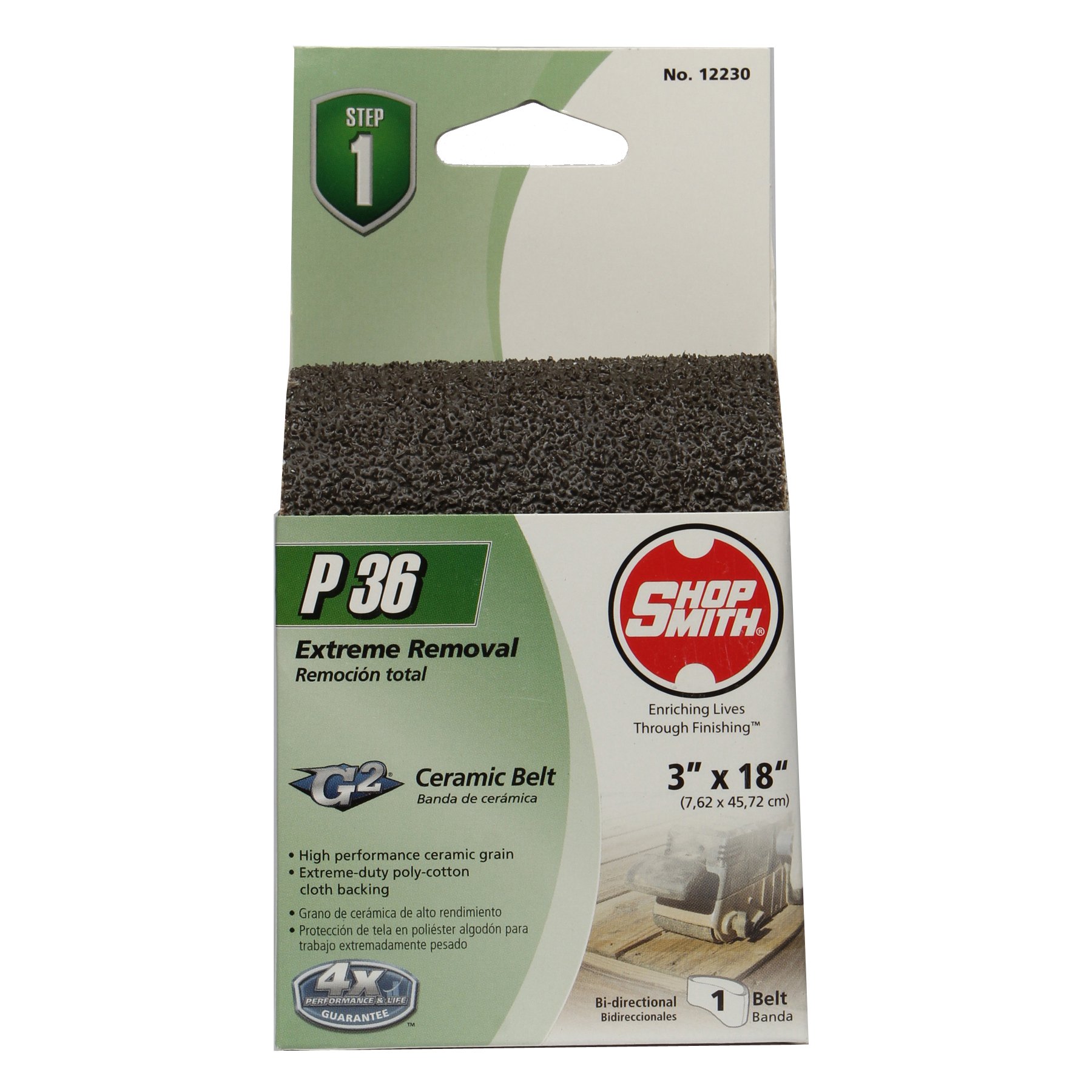 Shopsmith 12230 36 Grit Ceramic Sanding Belts (1 Pack), 3" x 18"