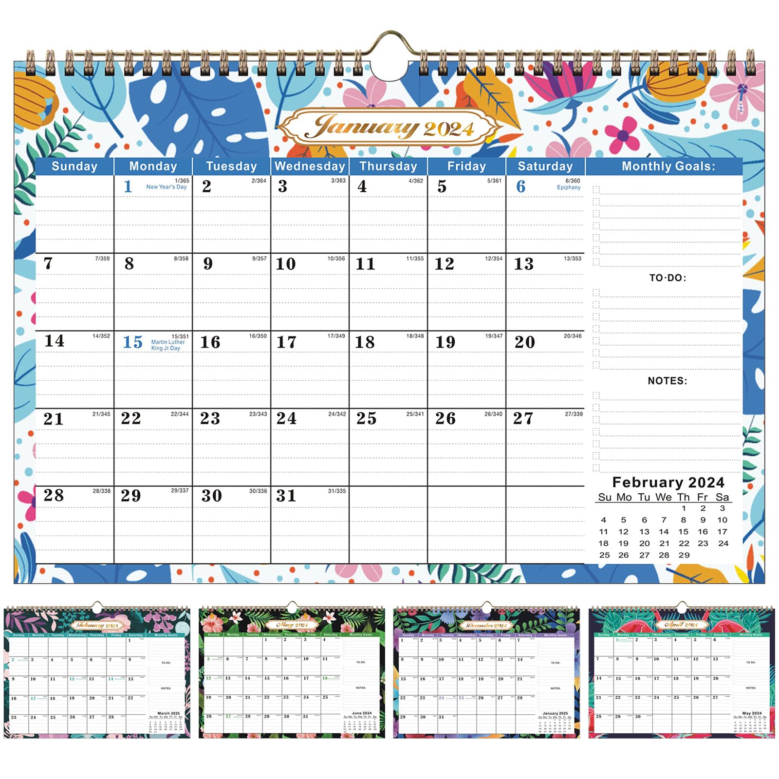 Winmany 2024 Calendar 14.5" x 12" Large 2024-2025 Wall Calendar 18 Month Calender From JAN 2024 - JUN 2025 With Julian Dates Holidays Twin-Wire Binding (18 months from 2024 to 2025)