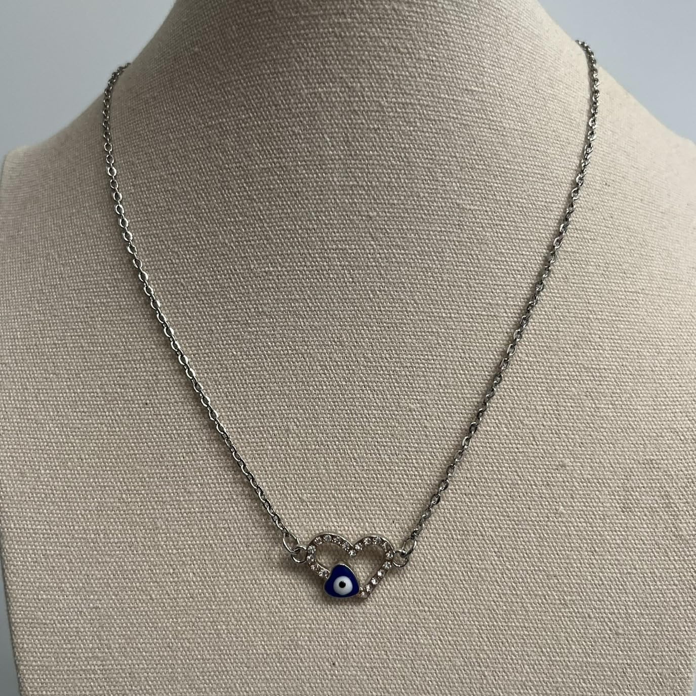 VIE Evil Eye Pendant, Rhinestone Heart (JIT)