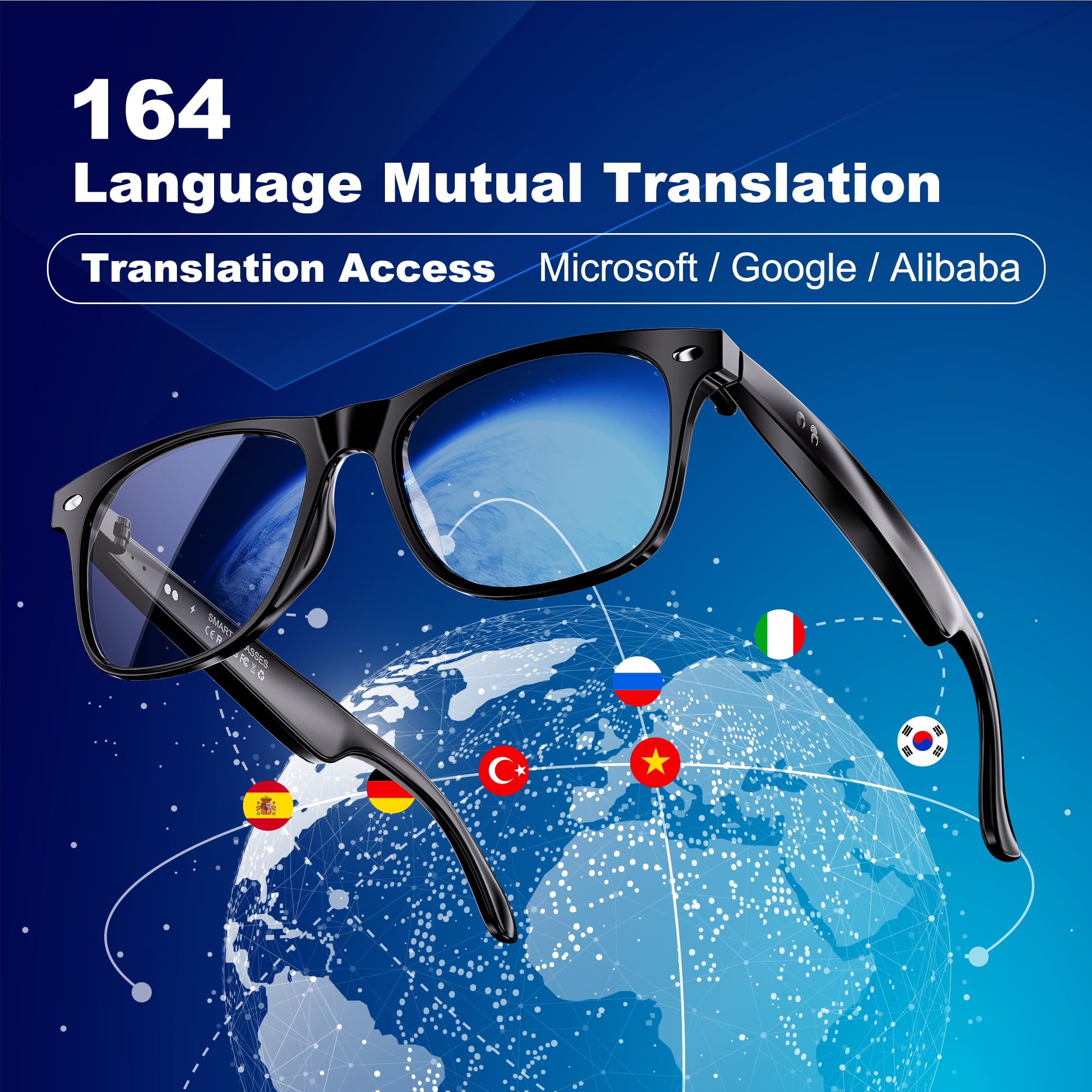Lunettes Intelligentes audio Bluetooth pour Femmes et Hommes, Lunettes Bluetooth avec Haut-parleur à Oreille Ouverte, Commande Vocale